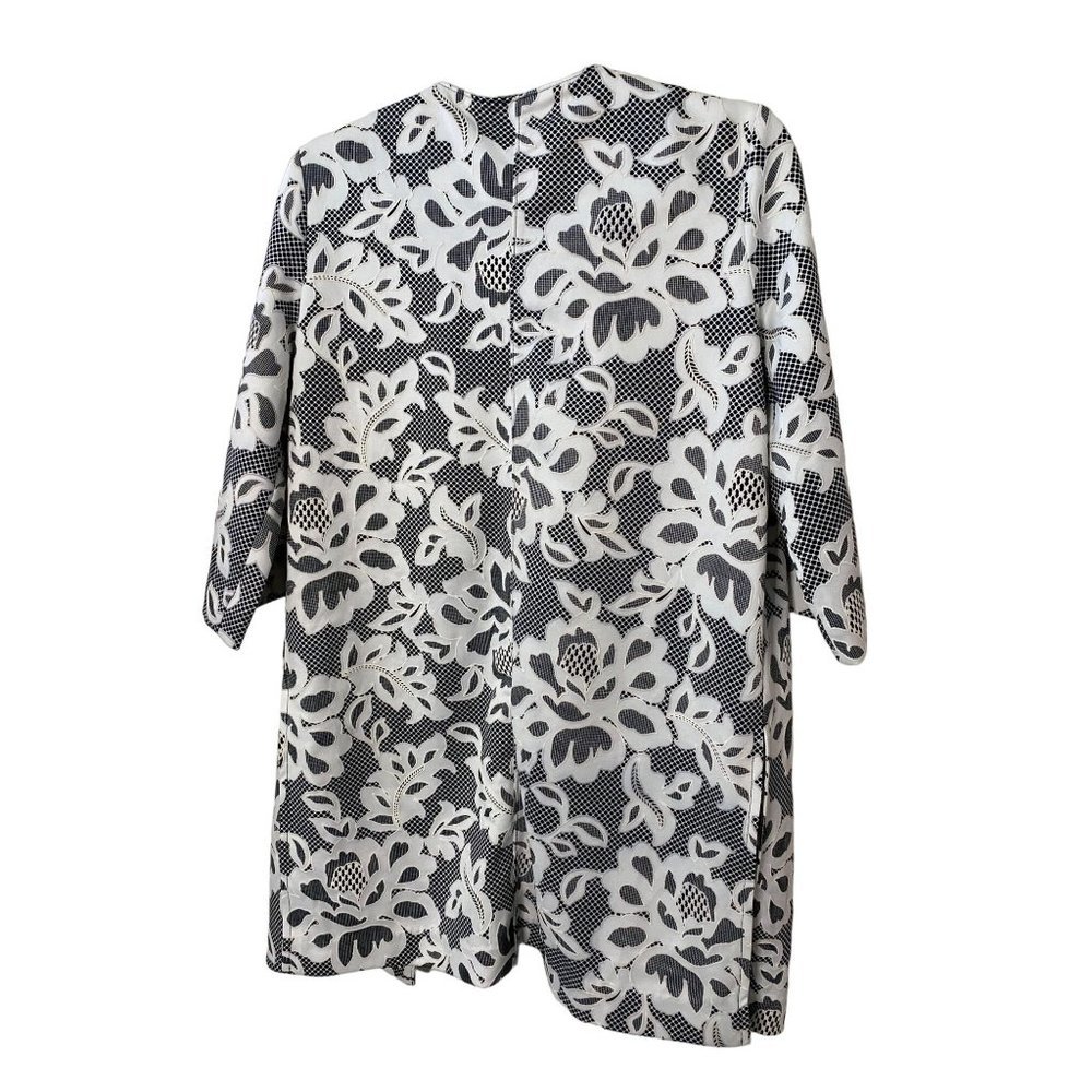 New Jones Studio Black White Floral Mid Length‎ Embroidered Blazer Jacket Sz XS - Picture 10 of 10